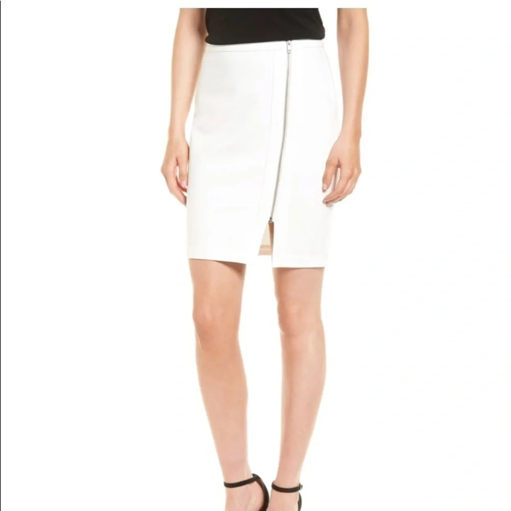 Cupcakes & Cashmere Jann Zip Pencil Skirt White S‎ NWT